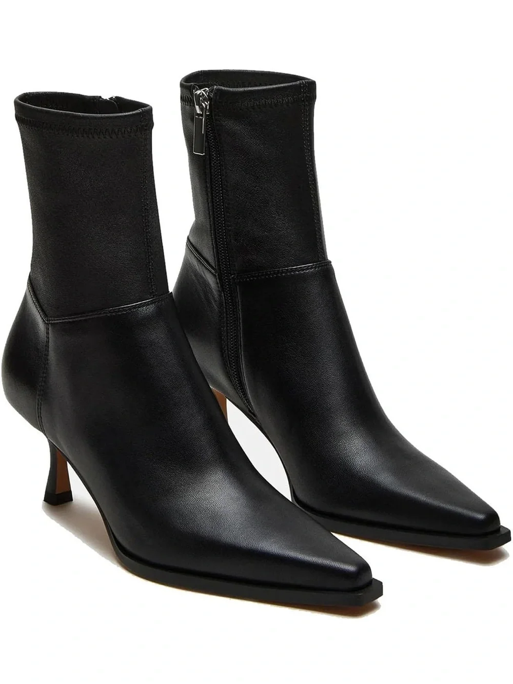 Women's Black Pointed Toe Kitten Heel Ankle Boots